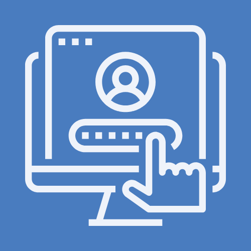 Icon of a computer screen representing the account creation process.