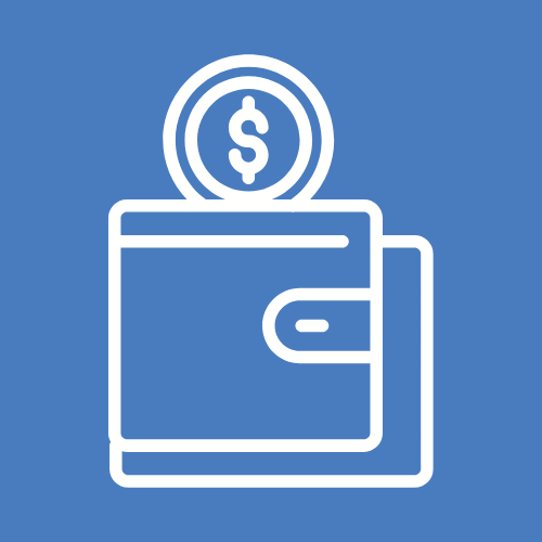 Icon of a wallet symbolising making a deposit.