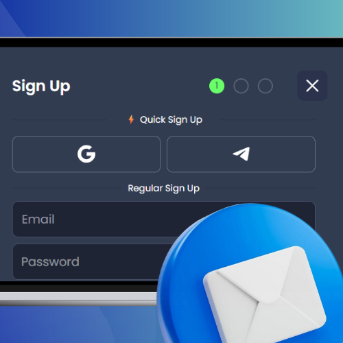 Laptop screen with an email icon on the side