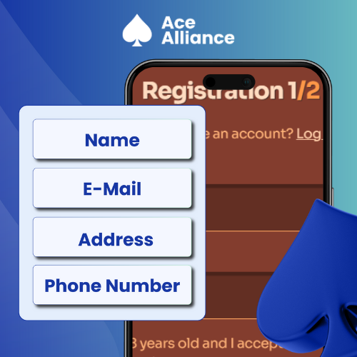 Phone screen displaying a registration form for an online casino