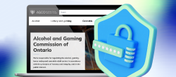 AGCO regulation and security for licensed online casinos in Ontario shown on a laptop with a shield and padlock icon.