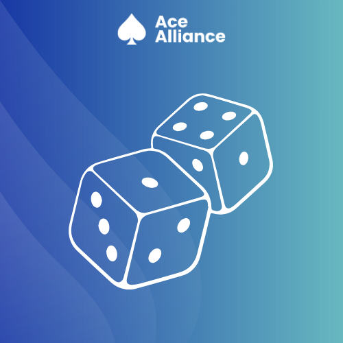 Dice icon on blue Ace Alliance background.