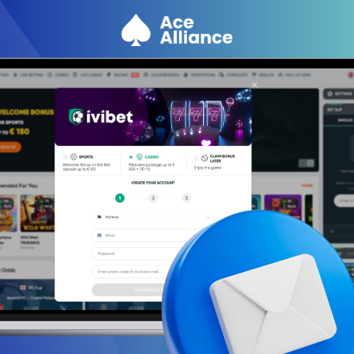 Ivibet casino account creation with email and personal details fields.