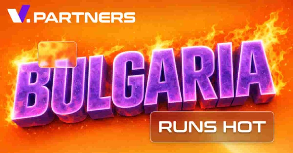 V.Partners promotional graphic with 'Bulgaria Runs Hot' text.