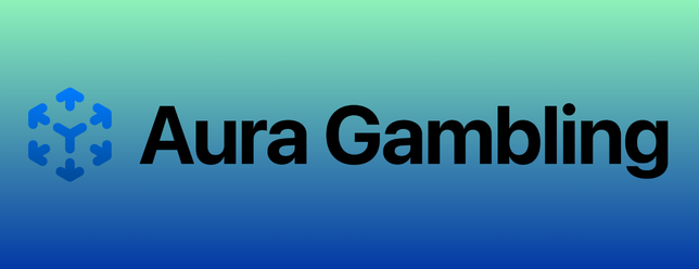 Aura Gambling logo on a blue gradient background.