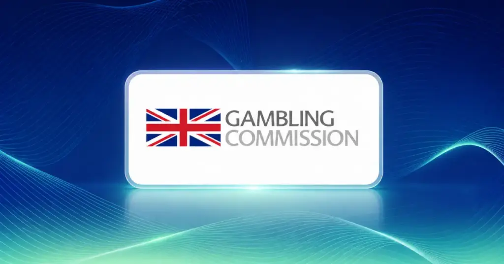 UK Gambling Commission logo on an Ace Alliance blue and mint wave background