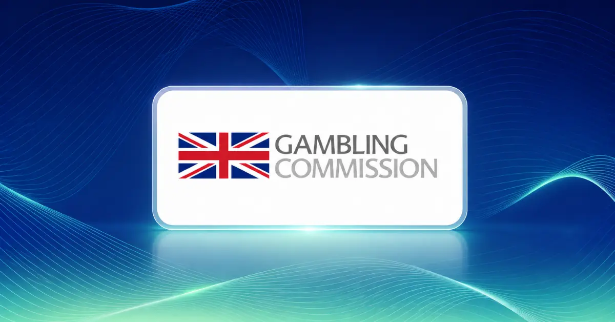 UK Gambling Commission logo on an Ace Alliance blue and mint wave background