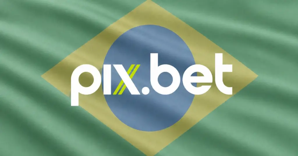 Pixbet logo displayed over a softly waving Brazilian flag