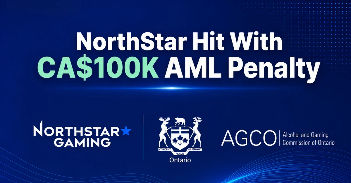Ace Alliance graphic showing NorthStar Gaming and AGCO logos with the headline NorthStar Hit With CA$100K AML Penalty.