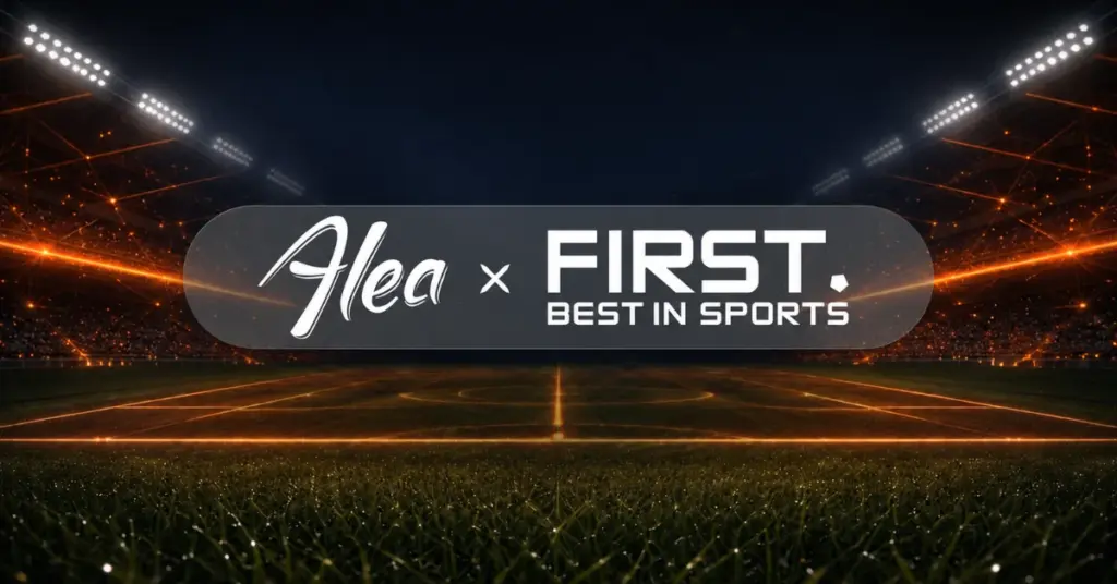 Alea and FIRST.bet logos displayed at the centre of an illuminated sports stadium.