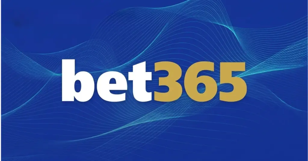 The Bet365 logo with a spade symbol on a blue background with wave patterns.