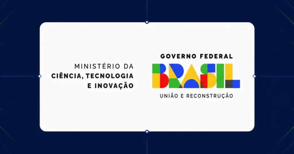 Brazilian Ministry of Science Technology and Innovation logo centred on an Ace Alliance blue background