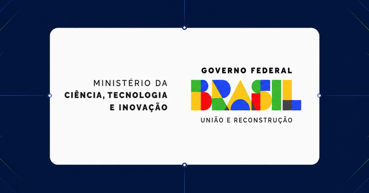 Brazilian Ministry of Science Technology and Innovation logo centred on an Ace Alliance blue background