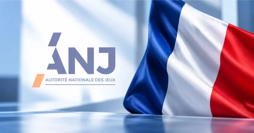 ANJ logo displayed beside the French flag representing France’s gambling regulatory authority.