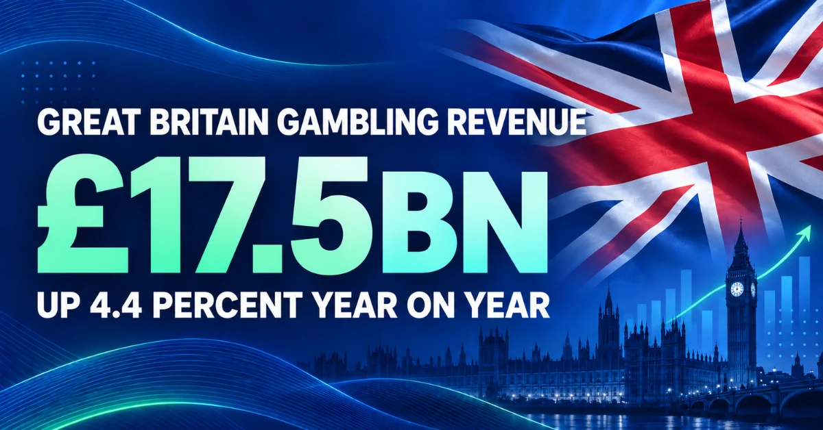 Great Britain gambling revenue reaches £17.5bn after rising 4.4% year on year.