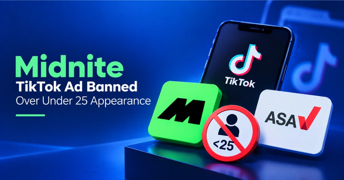 Midnite and ASA logos alongside a TikTok phone and an under 25 restriction symbol, illustrating the ASA ban on Midnite’s TikTok ad over age compliance concerns.