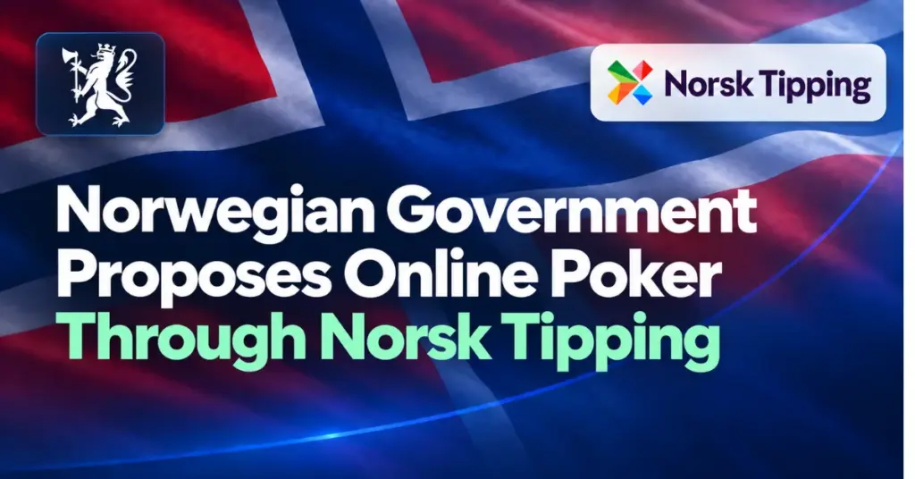 Norwegian government proposes online poker through Norsk Tipping against a Norwegian flag background