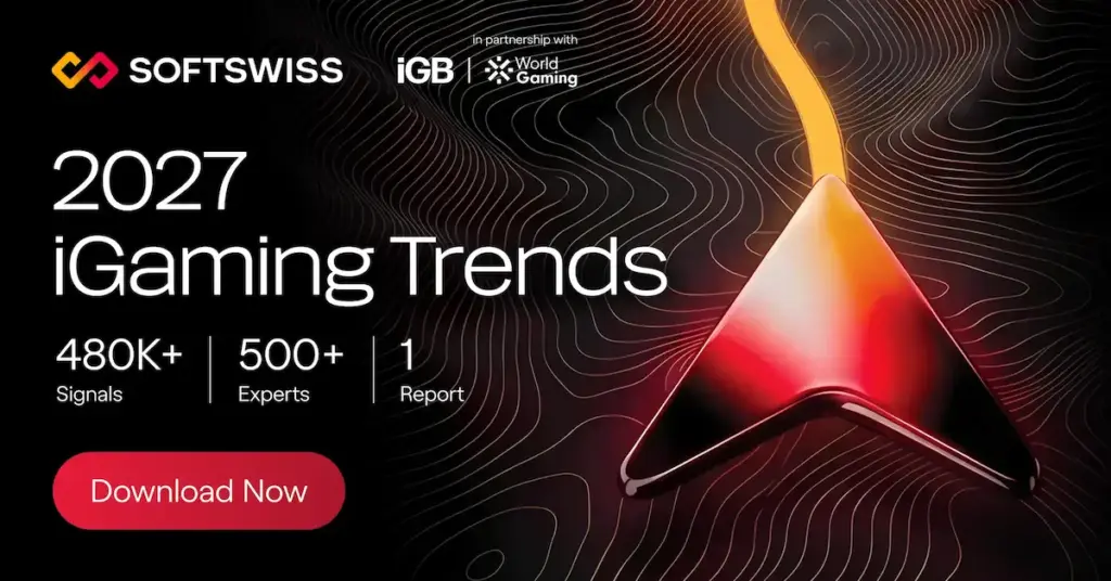 SOFTSWISS 2027 iGaming Trends report banner highlighting 480K+ signals and 500+ experts.