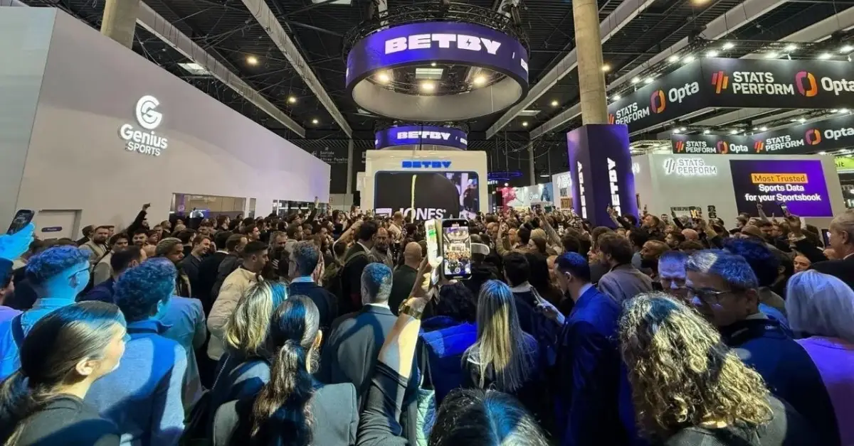 Visitors fill the exhibition hall at ICE Barcelona as BETBY attracts widespread attention.
