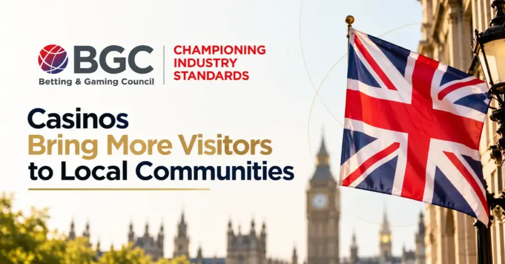 BGC research on casinos supporting Britain's high streets, featuring the UK flag and Big Ben.
