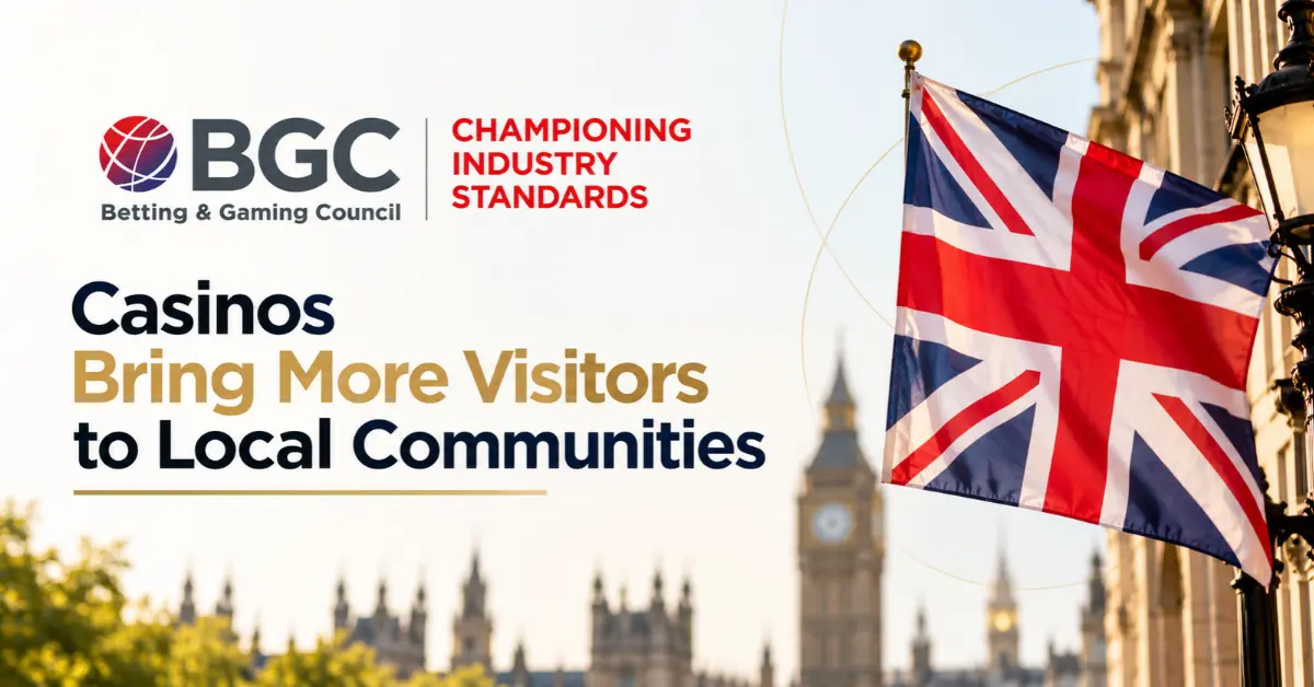 BGC research on casinos supporting Britain's high streets, featuring the UK flag and Big Ben.