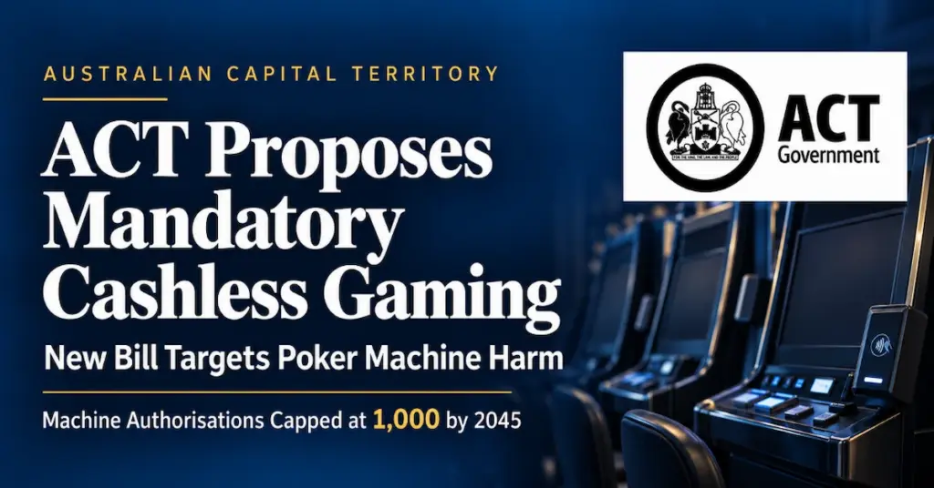 Poker machines and a card reader illustrating ACT’s proposed gambling harm reforms.