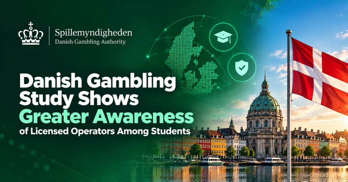 Danish flag and Copenhagen skyline illustrating new findings on youth gambling education.