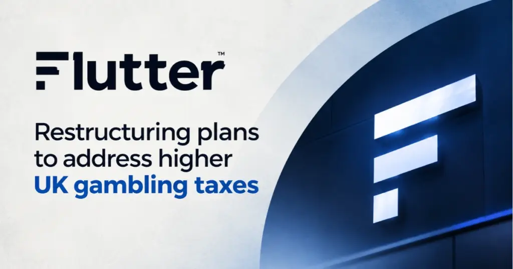 Flutter corporate graphic illustrating its response to rising UK gambling taxes.