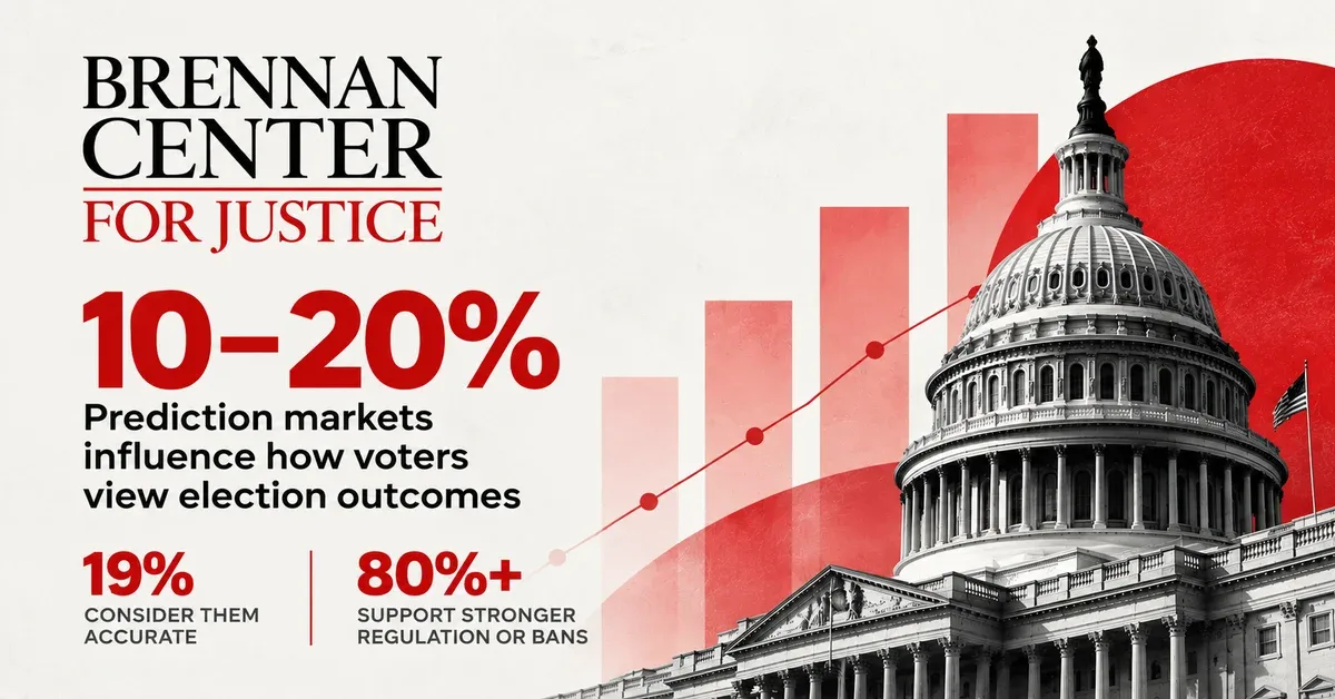 Brennan Center research graphic featuring the U.S. Capitol, election forecasts and key voter survey statistics.