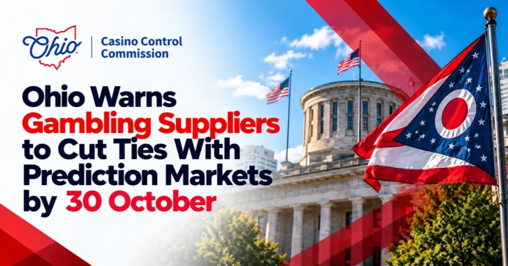 Ohio flag and Statehouse feature in a warning to gambling suppliers ahead of 30 October.