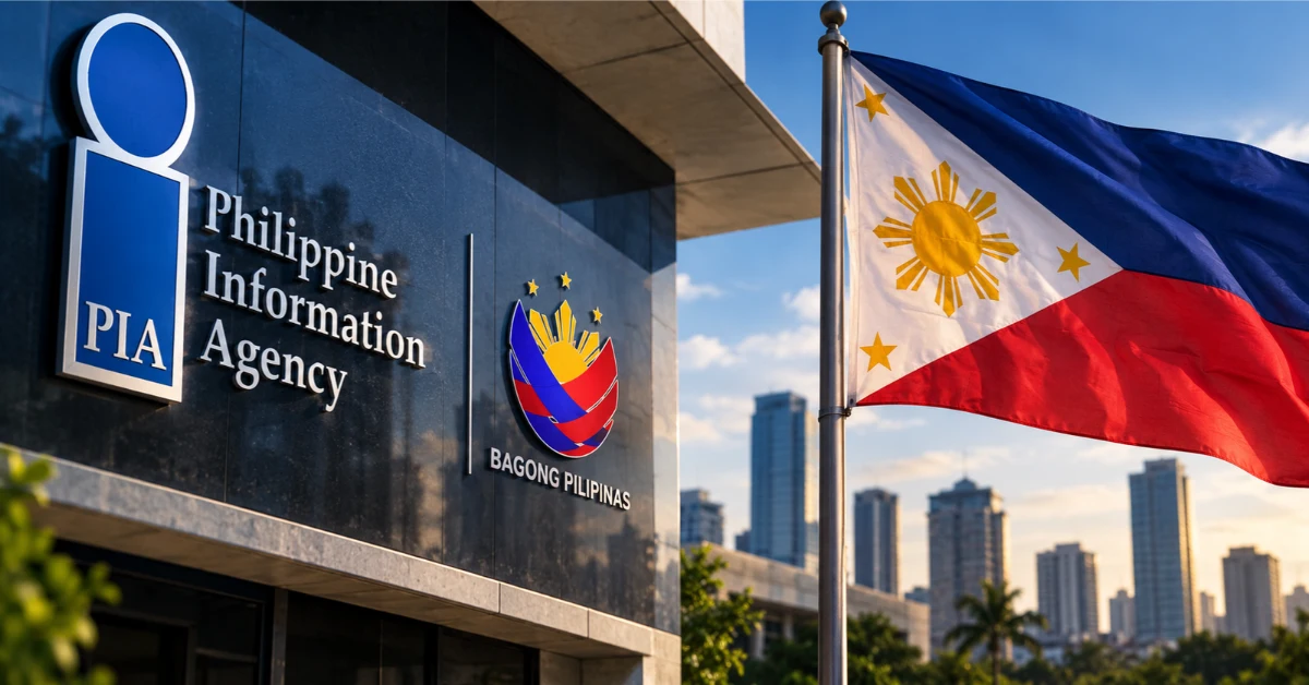 Philippine flag alongside government agency logos highlighting efforts against illegal POGO operations.