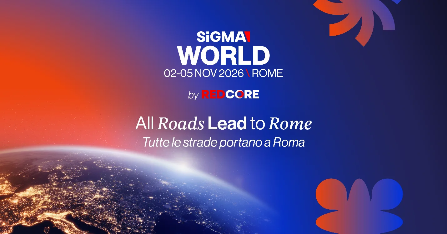 SiGMA World 2026 Rome banner with Earth at night and event dates of 2–5 November. 